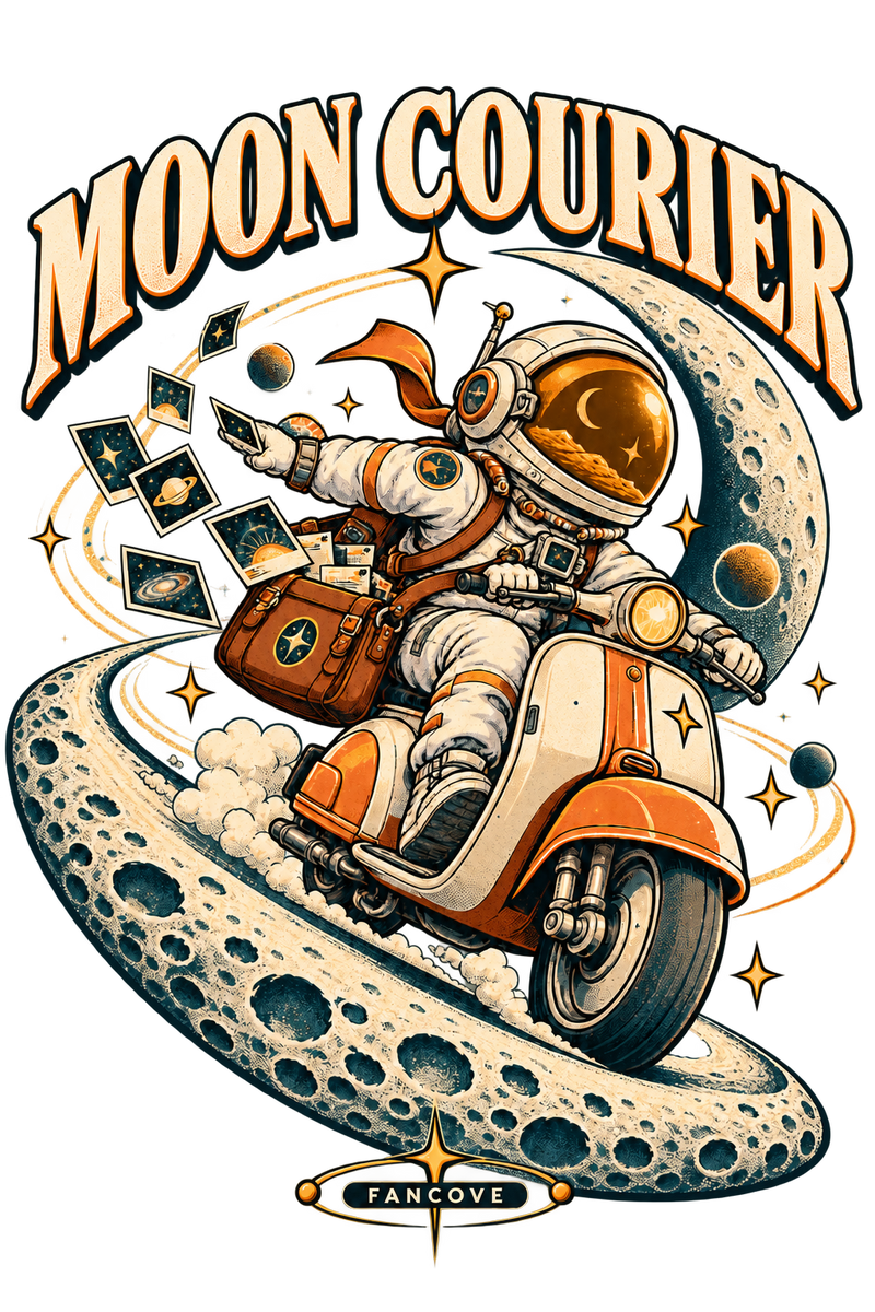 FanCove Moon Courier astronaut riding a scooter on the moon